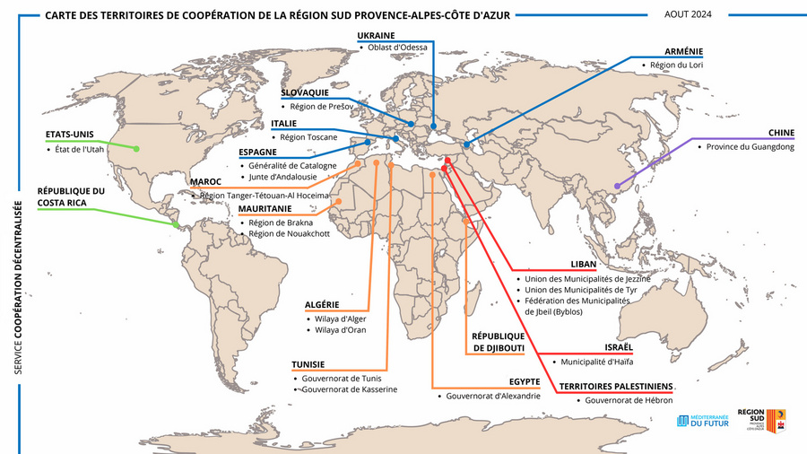 carte des territoires cooperation internationale region sud