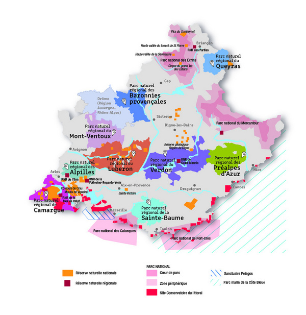 Carte des parcs naturels régionaux